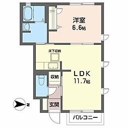 シャーメゾン中里 1LDKの間取図画像