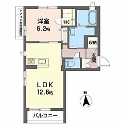 ベレオ大街道 1LDKの間取図画像