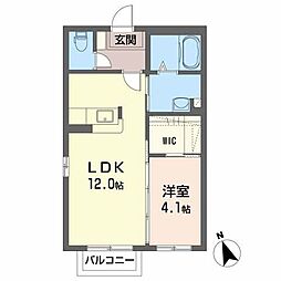 シャーメゾン多賀城新田Ｄ 2階1LDKの間取り