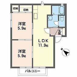 KMフラッツB 2LDKの間取図画像