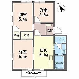 ハイム・高砂 3DKの間取図画像