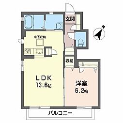 カーサレイールＡ 1階1LDKの間取り