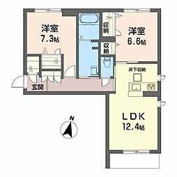 カーサレイール3 2LDKの間取図画像