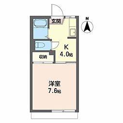 フォーブル吉住 1Kの間取図画像
