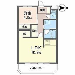 リピュート三浦 1階1LDKの間取り