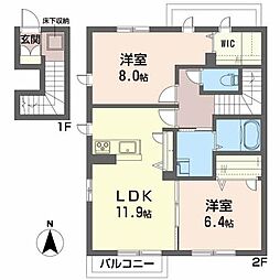 シャーメゾン白鳥C 2LDKの間取図画像
