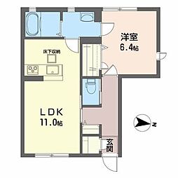 グレイス・コート2 1LDKの間取図画像