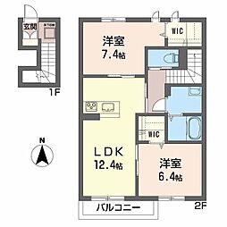 サンライズ新小路 2LDKの間取図画像