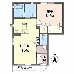 ハピア2 1LDKの間取図画像