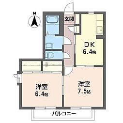 パストラルC 2DKの間取図画像