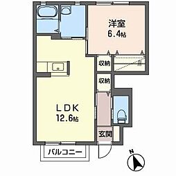 グリーンベルジェ 1LDKの間取図画像