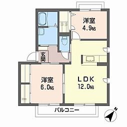 ヴィラージュ 2LDKの間取図画像