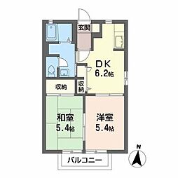 エトワーレ丸子 2DKの間取図画像