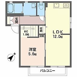 ファーストグリーンII 1階1LDKの間取り