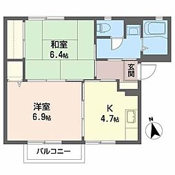 フレックスカマタA 2Kの間取図画像
