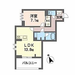 センターフイールド森合 1LDKの間取図画像