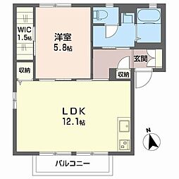 ニューガーデンB 1LDKの間取図画像