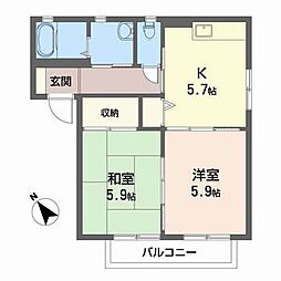 ルナコート 2Kの間取図画像