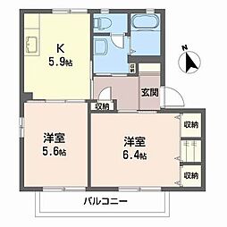 コーポ・関口B 2Kの間取図画像