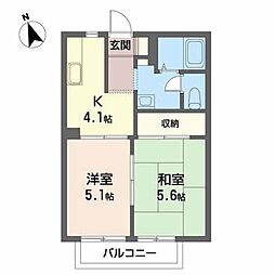 ティアードB 2Kの間取図画像
