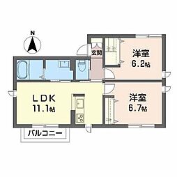 ジャルダン・ド・シエルアン 2LDKの間取図画像