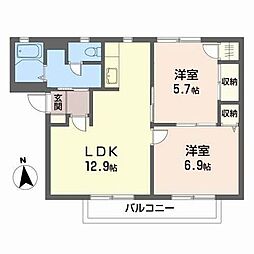 エステート笹谷VD 2LDKの間取図画像