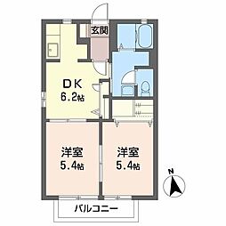 アスティオンB 2DKの間取図画像
