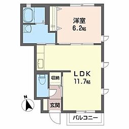 ＹＫパレス天神 1階1LDKの間取り