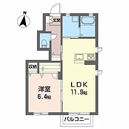 シャーメゾン幕内東 1LDKの間取図画像