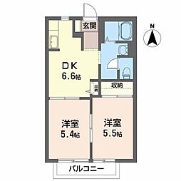 コーポS 2DKの間取図画像