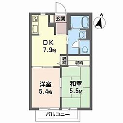 サンライズA 2DKの間取図画像