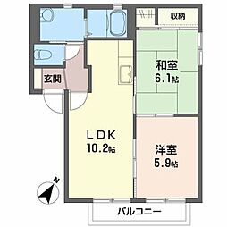 ベルハイム5 2LDKの間取図画像