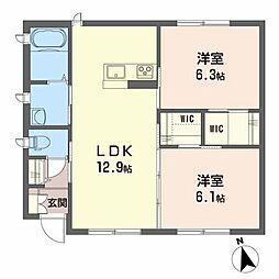 つくしC 2LDKの間取図画像