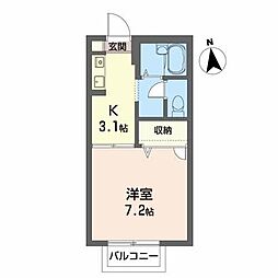 ディアスS.T. 1Kの間取図画像