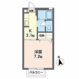 鳳鳴の杜参番館 1Kの間取図画像