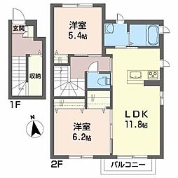 グランシャリオM 2LDKの間取図画像