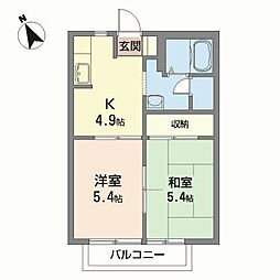アビタシオンK1 2Kの間取図画像