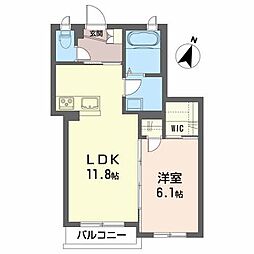 Will桑野 1LDKの間取図画像