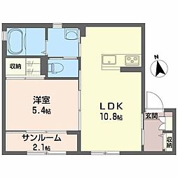 FountainHouse 1LDKの間取図画像