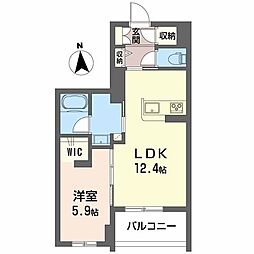 コンフォーザ虎丸 1LDKの間取図画像
