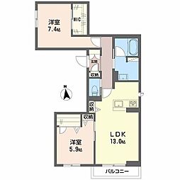 グランネスト 2LDKの間取図画像