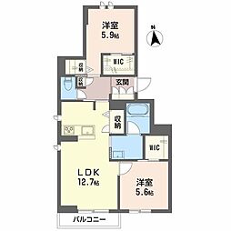 グランネスト 2LDKの間取図画像