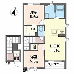 フェロー桧町 2LDKの間取図画像