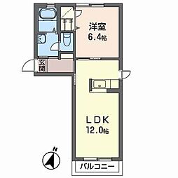 ルミエールショウワB 1LDKの間取図画像