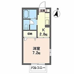 ファミール里 1Kの間取図画像