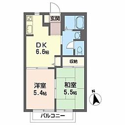 シャトルKADOYA1 2DKの間取図画像