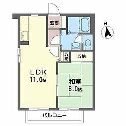 バリュージュ守秀B 1LDKの間取図画像