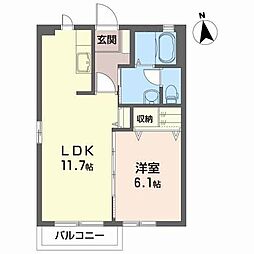 ヴェルジュK 1LDKの間取図画像