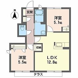 アンアローズ 2LDKの間取図画像