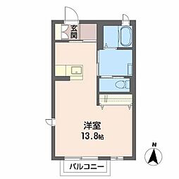 サンライズとみおか ワンルームの間取図画像